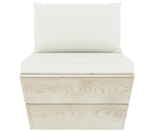 vidaXL vidējais palešu dīvāns ar matračiem, impregnēts egles koks