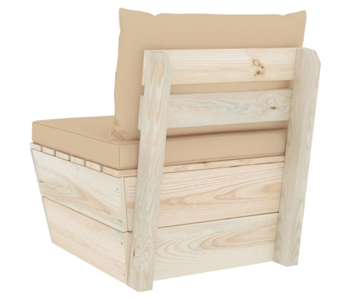 vidaXL vidējais palešu dīvāns ar matračiem, impregnēts egles koks