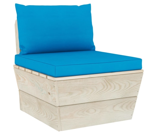 vidaXL vidējais palešu dīvāns ar matračiem, impregnēts egles koks