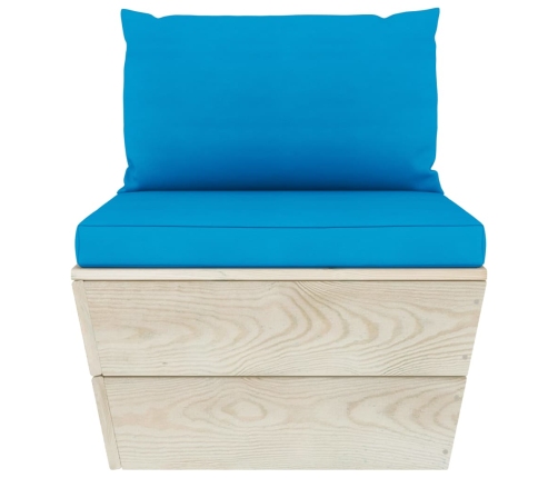 vidaXL vidējais palešu dīvāns ar matračiem, impregnēts egles koks