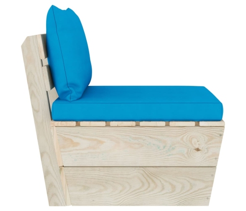 vidaXL vidējais palešu dīvāns ar matračiem, impregnēts egles koks