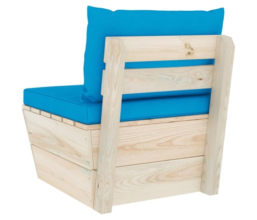 vidaXL vidējais palešu dīvāns ar matračiem, impregnēts egles koks