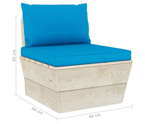 vidaXL vidējais palešu dīvāns ar matračiem, impregnēts egles koks