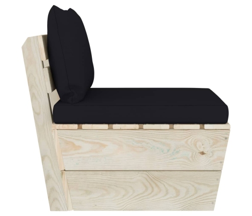 vidaXL vidējais palešu dīvāns ar matračiem, impregnēts egles koks