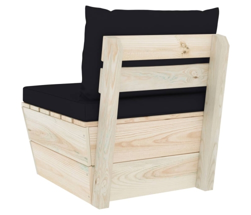 vidaXL vidējais palešu dīvāns ar matračiem, impregnēts egles koks