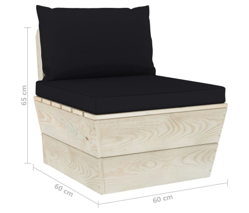 vidaXL vidējais palešu dīvāns ar matračiem, impregnēts egles koks