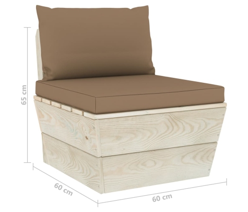 vidaXL vidējais palešu dīvāns ar matračiem, impregnēts egles koks