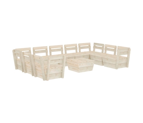 vidaXL 10-daļīgs dārza palešu mēbeļu komplekts, impregnēts egles koks