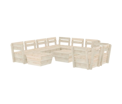 vidaXL 10-daļīgs dārza palešu mēbeļu komplekts, impregnēts egles koks