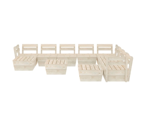 vidaXL 11-daļīgs dārza palešu mēbeļu komplekts, impregnēts egles koks