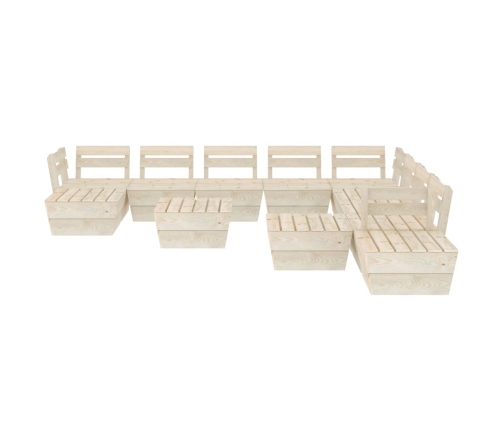 vidaXL 12-daļīgs dārza palešu mēbeļu komplekts, impregnēts egles koks