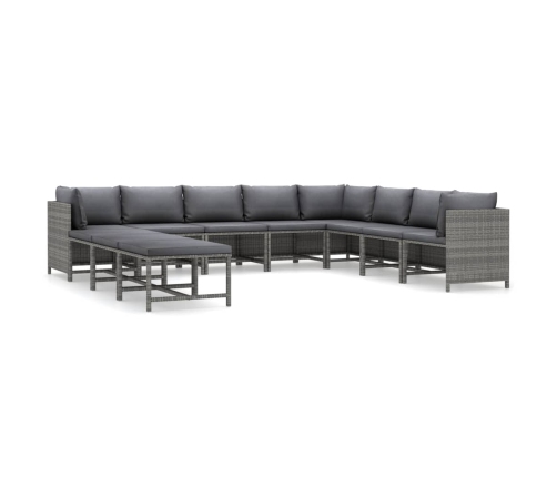 vidaXL 11-daļīgs dārza atpūtas mēbeļu komplekts, pelēka PE rotangpalma