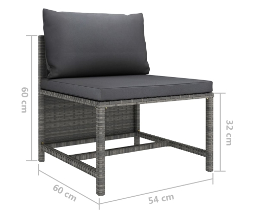 vidaXL 11-daļīgs dārza atpūtas mēbeļu komplekts, pelēka PE rotangpalma