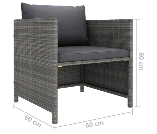 vidaXL 12-daļīgs dārza atpūtas mēbeļu komplekts, pelēka PE rotangpalma