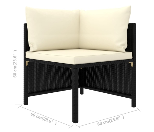 vidaXL 10-daļīgs dārza atpūtas mēbeļu komplekts, melna PE rotangpalma