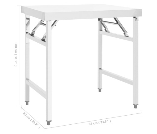 vidaXL virtuves darba galds, 85x60x80 cm, nerūsējošs tērauds