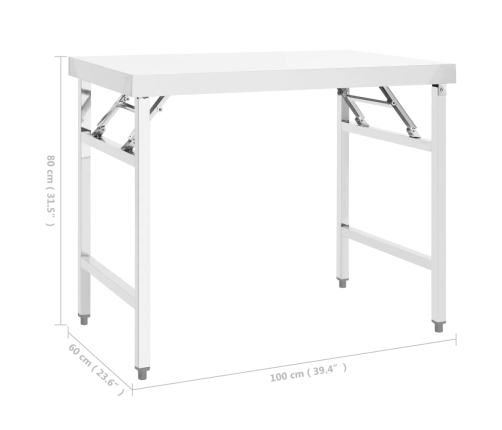 vidaXL virtuves darba galds, 100x60x80 cm, nerūsējošs tērauds