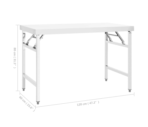 vidaXL virtuves darba galds, 120x60x80 cm, nerūsējošs tērauds