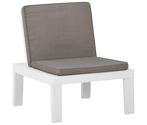 vidaXL dārza atpūtas krēsli ar matračiem, 2 gab., balta plastmasa