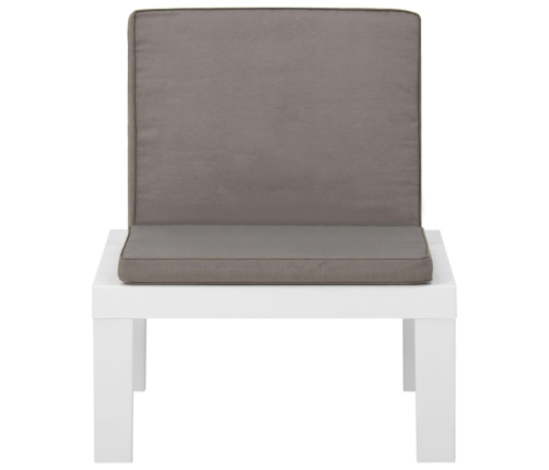 vidaXL dārza atpūtas krēsli ar matračiem, 2 gab., balta plastmasa