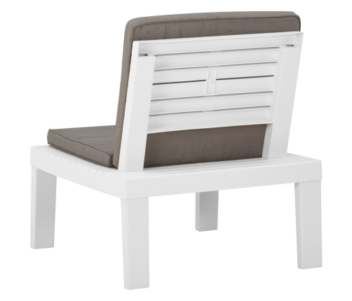 vidaXL dārza atpūtas krēsli ar matračiem, 2 gab., balta plastmasa