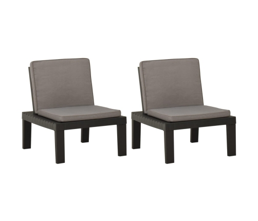 vidaXL dārza atpūtas krēsli ar matračiem, 2 gab., pelēka plastmasa