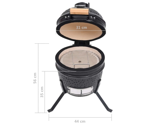vidaXL Kamado grils, kūpinātava, keramika, 56 cm, melns