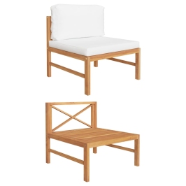 Vidējais Dīvāns Ar Krēmkrāsas Spilveniem, Masīvs Tīkkoks Vidaxl