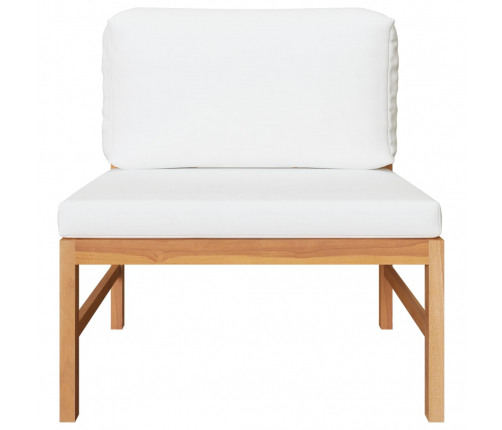 vidaXL vidējais dīvāns ar krēmkrāsas spilveniem, masīvs tīkkoks