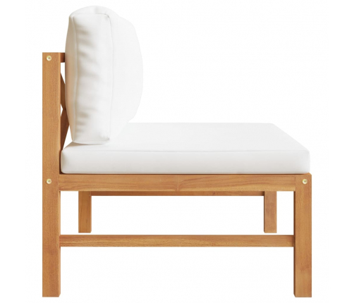 vidaXL vidējais dīvāns ar krēmkrāsas spilveniem, masīvs tīkkoks