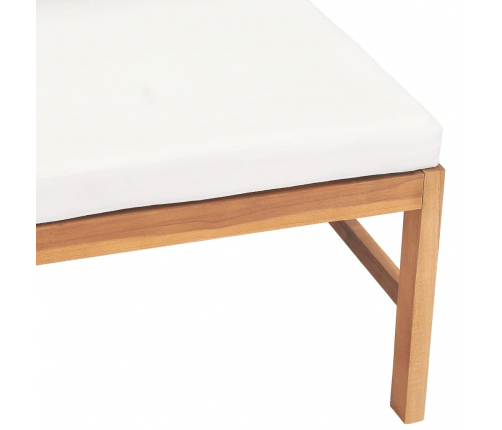 vidaXL vidējais dīvāns ar krēmkrāsas spilveniem, masīvs tīkkoks