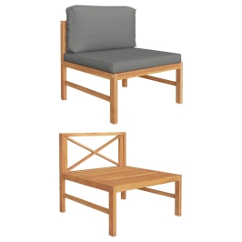 Vidējais Dīvāns, Tumši Pelēki Spilveni, Masīvs Tīkkoks Vidaxl