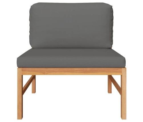 vidaXL vidējais dīvāns, tumši pelēki spilveni, masīvs tīkkoks