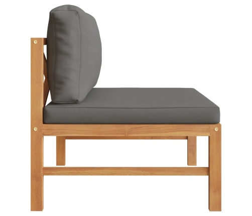 vidaXL vidējais dīvāns, tumši pelēki spilveni, masīvs tīkkoks