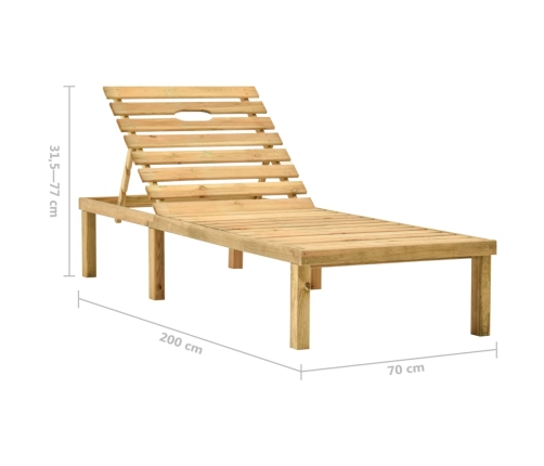 vidaXL sauļošanās zvilnis ar galdiņu un matraci, impregnēta priede