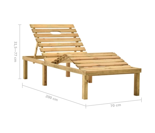 vidaXL sauļošanās zvilnis, pelēks matracis, impregnēta priede