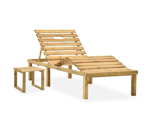 vidaXL sauļošanās zvilnis ar galdiņu un matraci, impregnēta priede