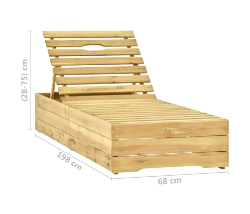 Sauļošanās Zvilnis Ar Galdiņu Un Matraci, Impregnēta Priede Vidaxl