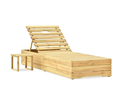 Sauļošanās Zvilnis Ar Galdiņu Un Matraci, Impregnēta Priede Vidaxl