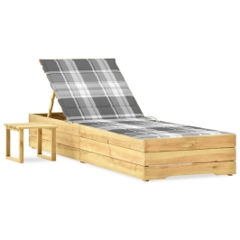 Sauļošanās Zvilnis Ar Galdiņu Un Matraci, Impregnēta Priede Vidaxl