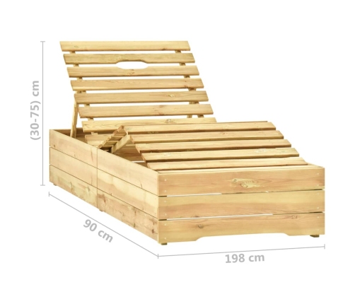 vidaXL sauļošanās zvilnis ar galdiņu un matraci, impregnēta priede