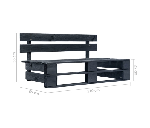 Vidējais Dārza Palešu Dīvāns, Melns, Impregnēts Priedes Koks Vidaxl