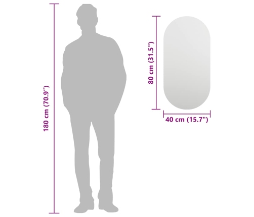 vidaXL spogulis, 80x40 cm, stikls