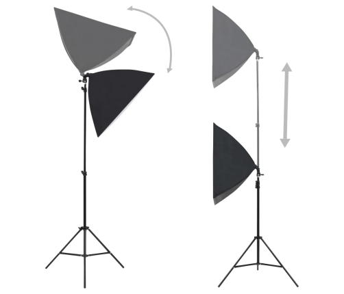 vidaXL fotostudijas komplekts – gaismas izkliedētāji, foni, reflektori
