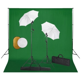 Fotostudijas Komplekts – Lampas, Lietussargi, Fons, Reflektori Vidaxl