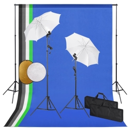 Fotostudijas Komplekts – Lampas, Lietussargi, Fons, Reflektori Vidaxl