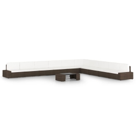 11-Daļīgs Dārza Atpūtas Mēbeļu Komplekts, Brūna Pe Rotangpalma Vidaxl