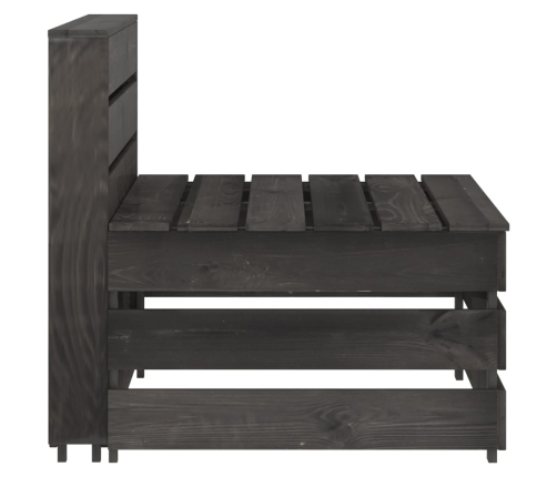 vidaXL vidējais dārza palešu dīvāns, pelēks, impregnēts priedes koks