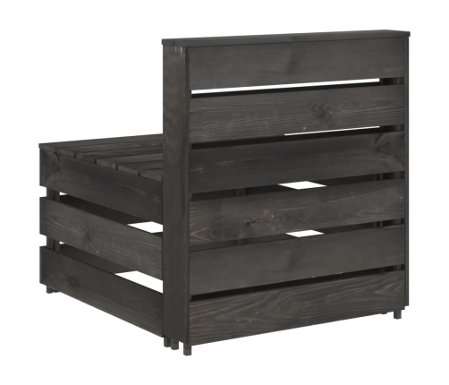 vidaXL vidējais dārza palešu dīvāns, pelēks, impregnēts priedes koks