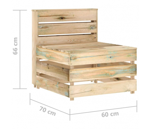 vidaXL vidējais dārza palešu dīvāns, impregnēts priedes koks